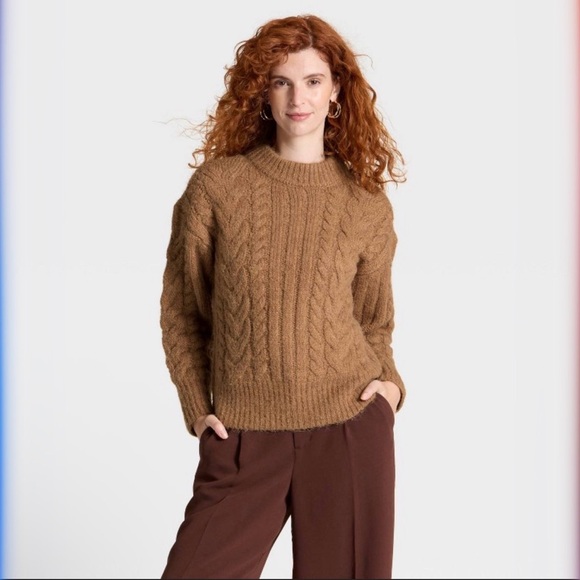 a new day Sweaters - Women's Round Neck Cable Knit Pullover Sweater - A New Day